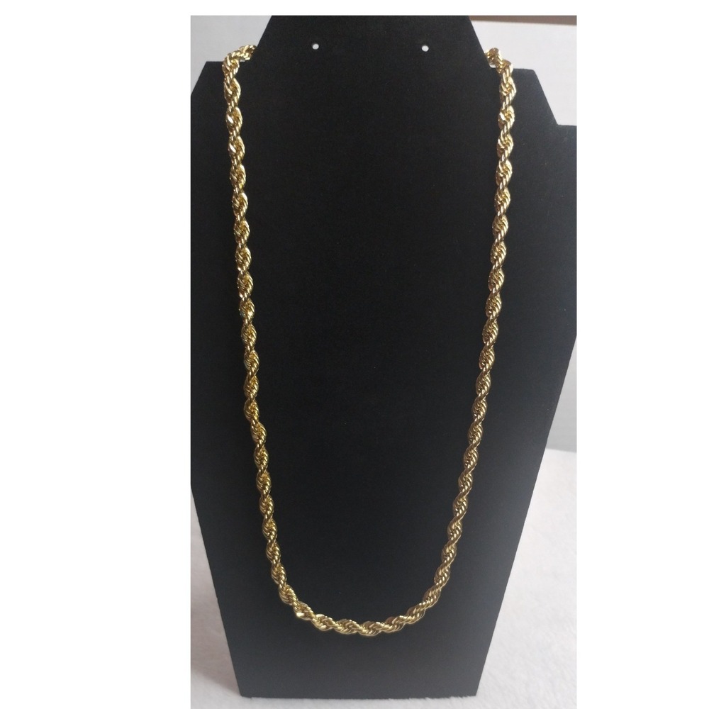 Unisex Gold Tone 5mm Twisted Rope Chain Necklace 22 Inch Classic Hip Hop Style